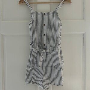 Blue and White Striped Romper
